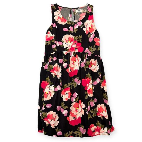 Old Navy Pink Green Floral Loose Flowy Boho Summer Sleeveless Dress Size Medium - Picture 1 of 10